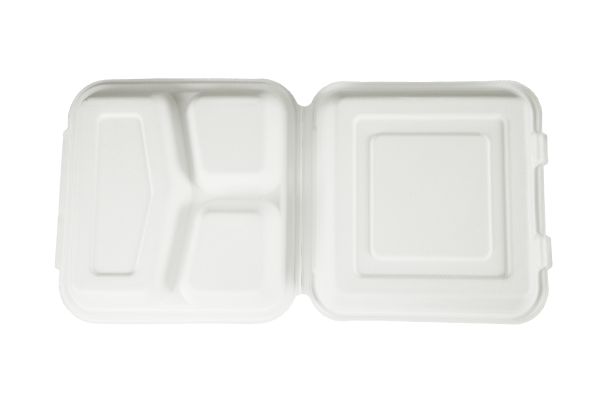 8'' 3-Compartments Bagasse clamshell - 图片 2